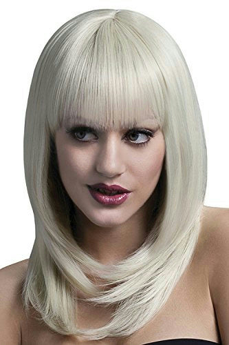 Smiffy's Fever High Quality Blonde Feathered Tanja Wig with Bangs & Natural Part