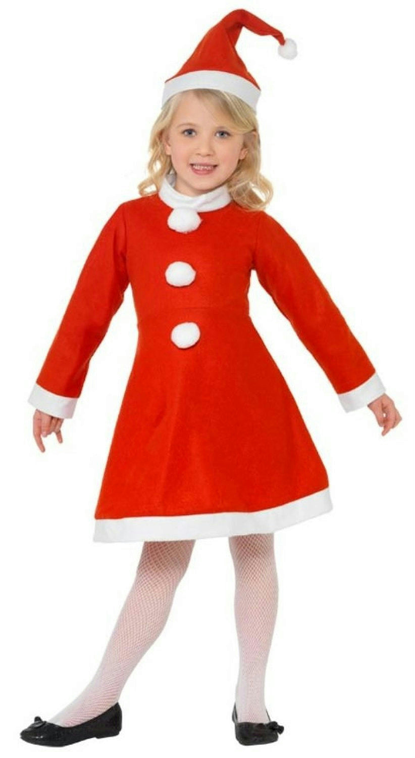 Smiffy's Child Santa Girl Ms Claus Costume Dress and Hat Small Ages 4-6