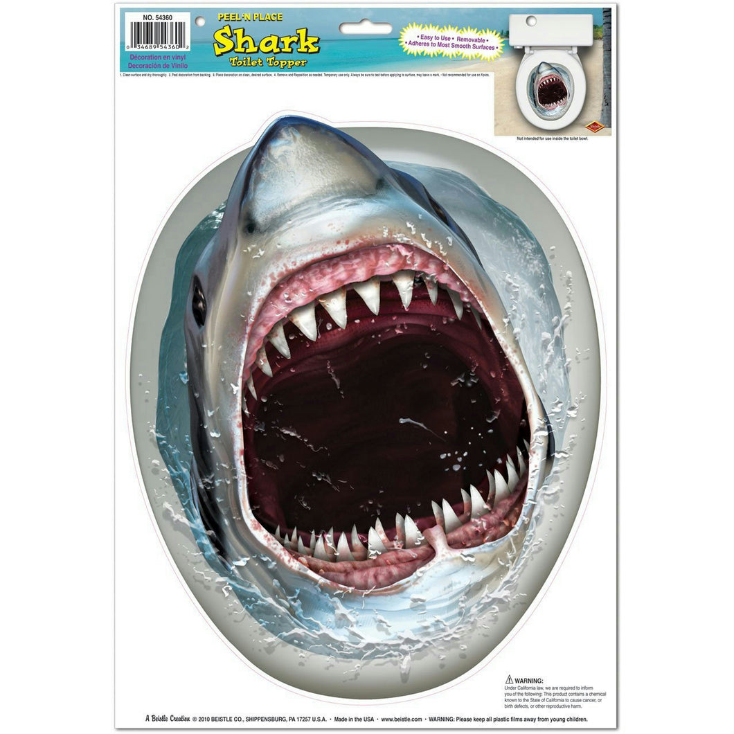 Peel 'N Place Shark Toilet Topper Joke Gag