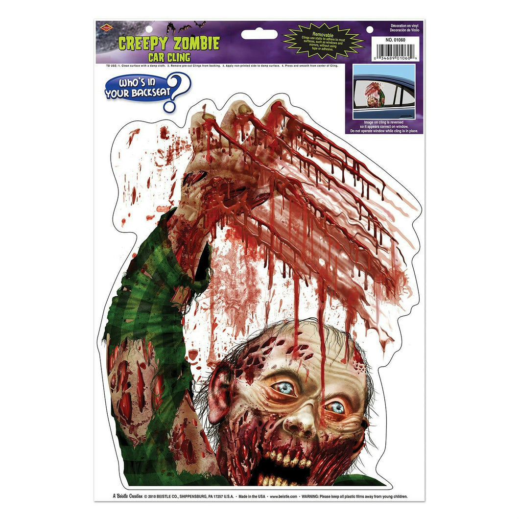 Creepy Zombie Window Car Cling Decal Halloween Party Accessory