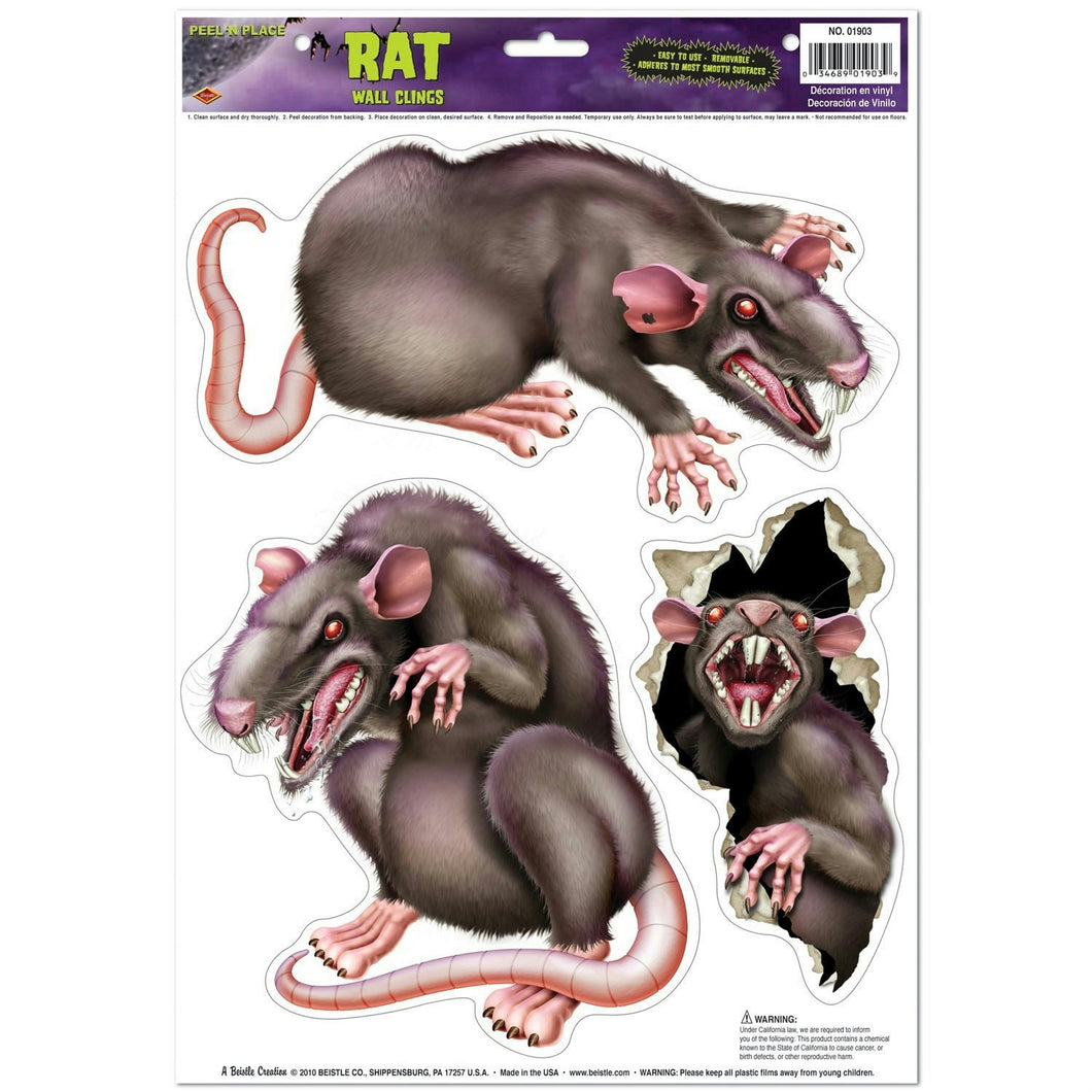 Peel 'N Place Rats Halloween Decoration Decal Cling Stickers