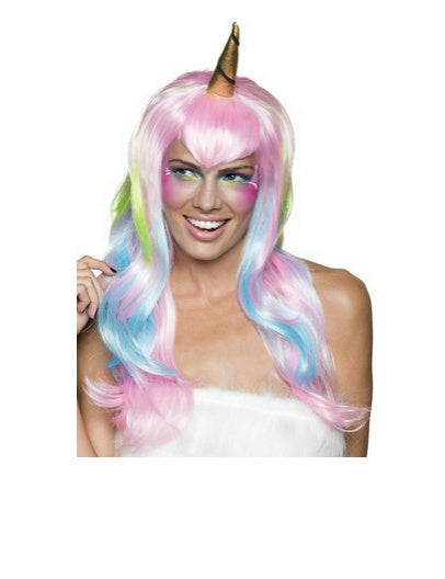 Women's Pink and Blue Unicorn Fairy Wig