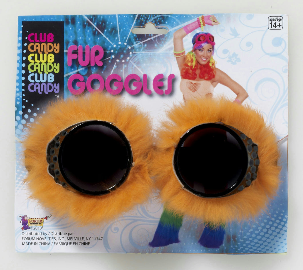 Orange Fur Goggles Aviator Goggles with Orange Faux Fur Trim