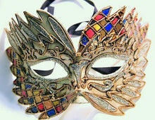 Load image into Gallery viewer, Yellow Pink Blue Falcon Mardi Gras Eye Festive Party Mask
