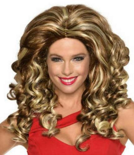 Women's Brown Blonde Mixed Felicity Frappuccino Big Curly Wig