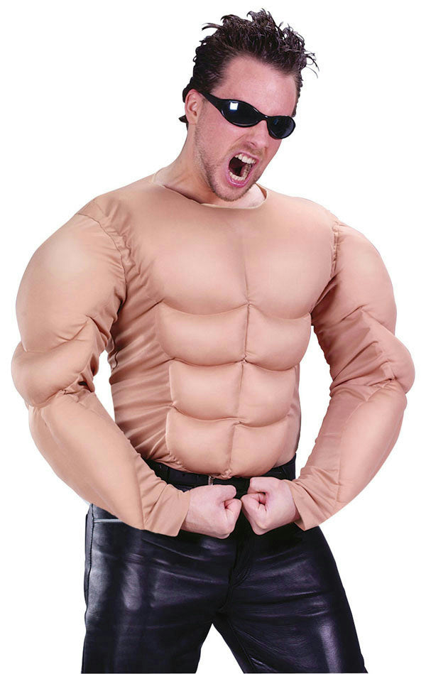 Men's Nude Beige Adult Muscle Shirt Costume Accessory