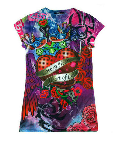 Girls Heart of Love Juniors Sublimation Fashion Shirt Size Medium