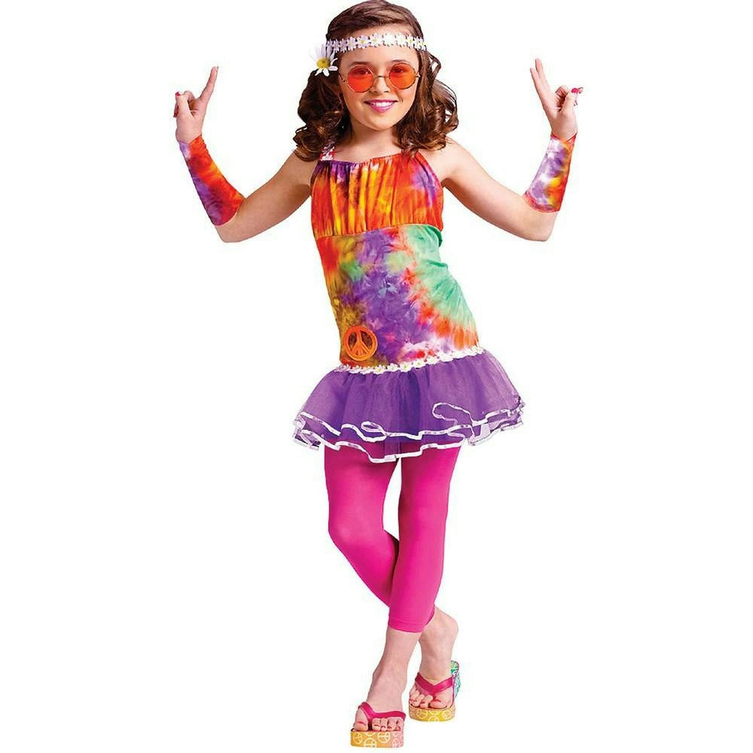 Girls Age of Aquarius Hippie Kids Costume Large (12-14)