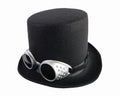 Steampunk Black Top Hat with Silver Goggles