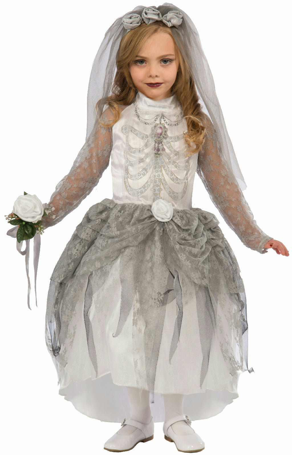Forum Skeleton Bride Girl Child Costume Size Large 12-14