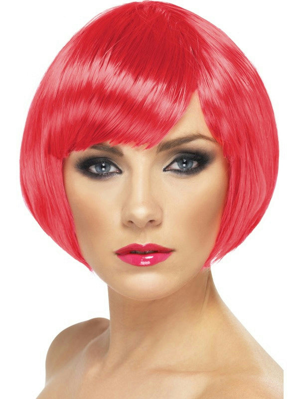 Fuchsia Pink Short Bob Babe Wig with Fringe Bangs