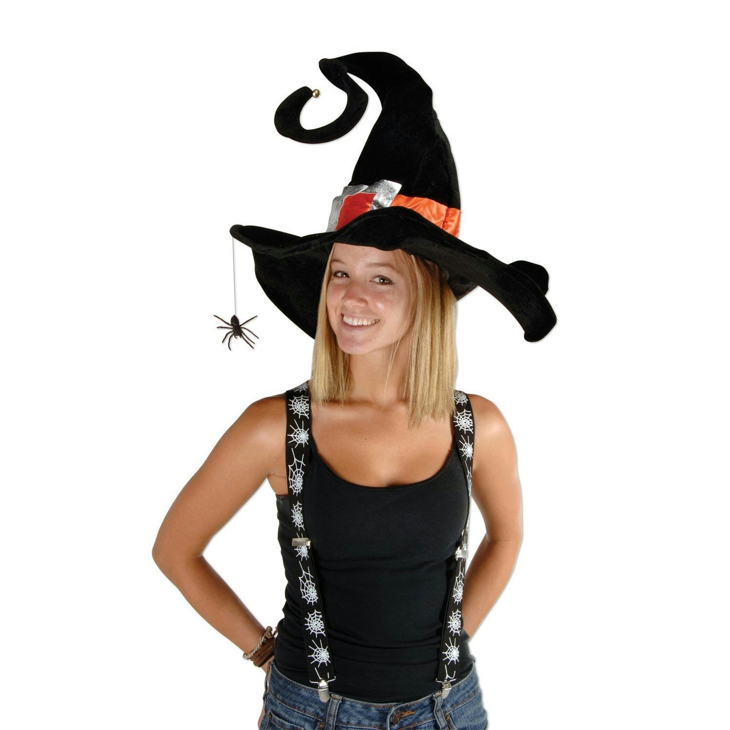 Black Suspenders with White Spiderwebs Halloween Accessory