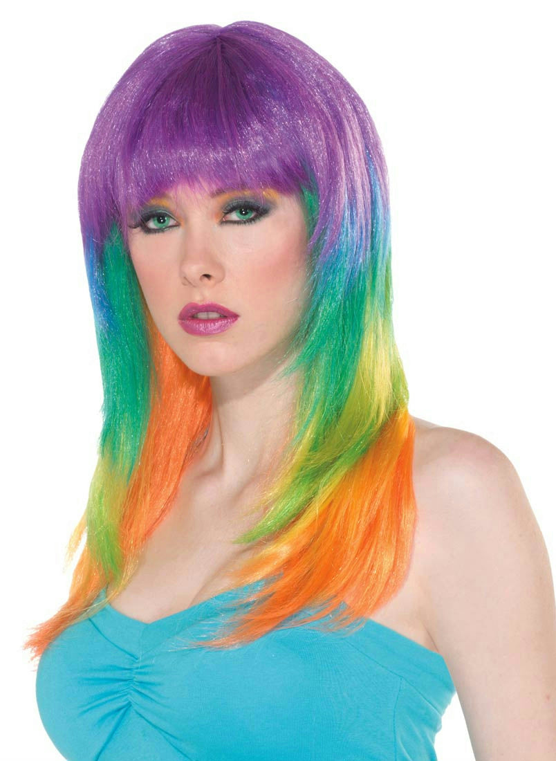 Club Candy: Candy Prism Multi-Colored Long Layered Wig with Bangs