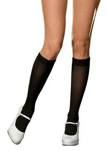 DreamGirl Sheer Black Bobbi Knee Sock Adult One Size