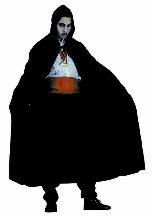 Wizard Vampire Black Nylon Hooded Cape Full Length 56"