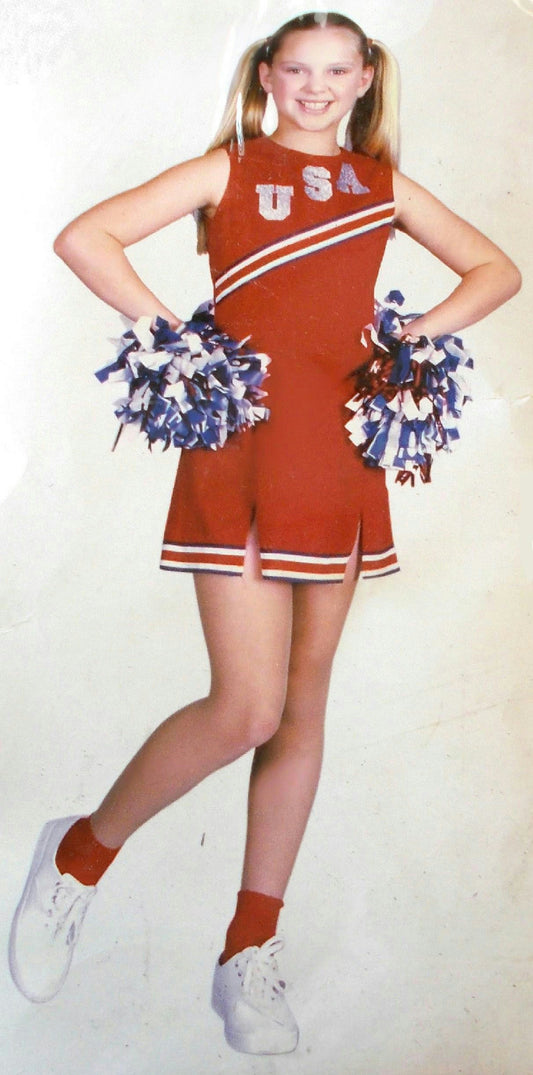 Red USA Cheerleader Girls Costume Size XS 4-6
