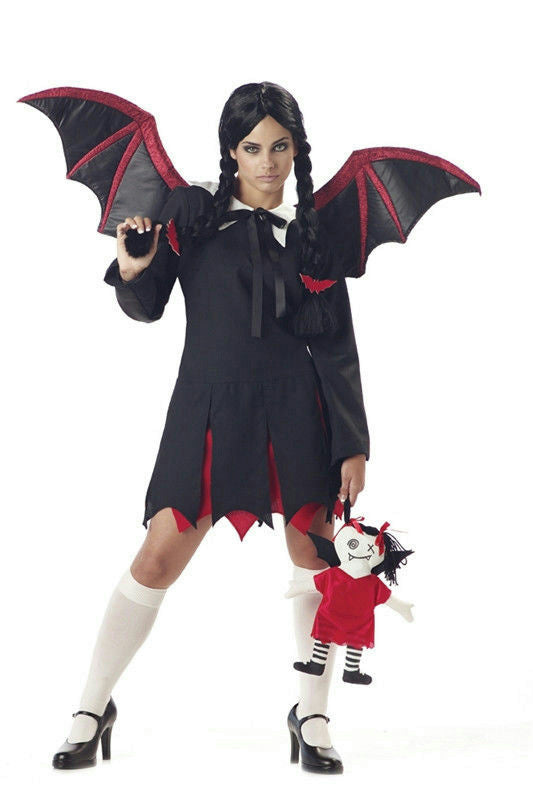 Women's Very Bat Girl Adult Wednesday Addams Costume Adult Small 6-8