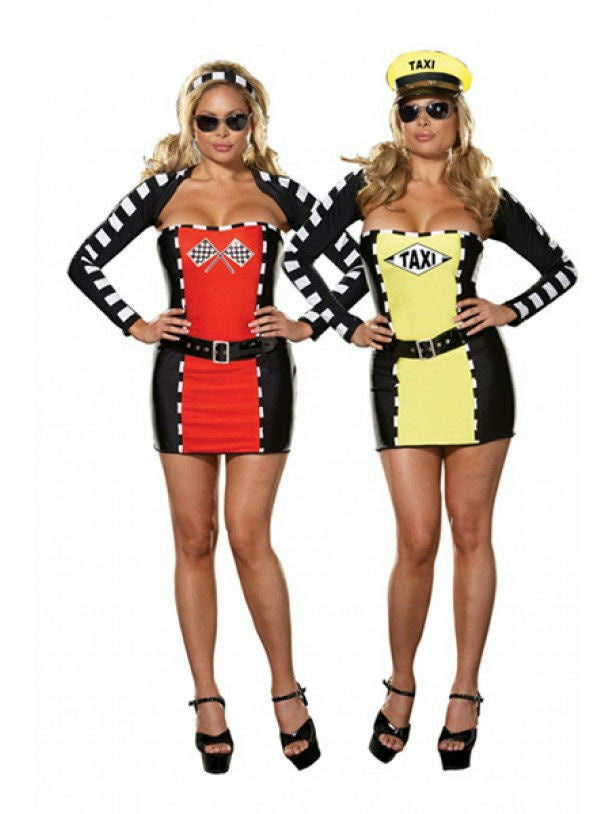 Drive Me Crazy Sexy Taxi Driver Racecar 2-IN-1 Plus Size Adult Costume 1X/2X