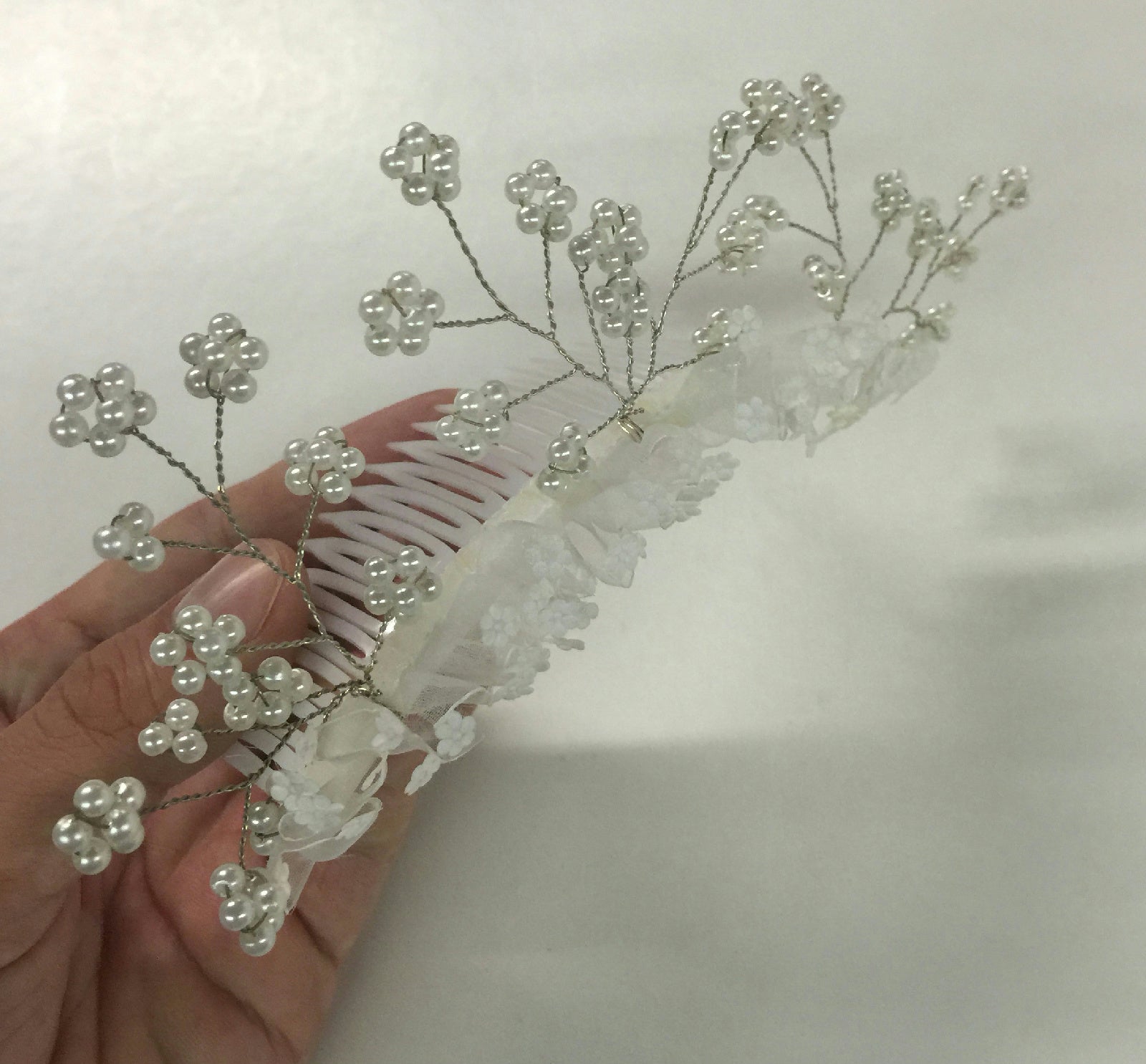 White Wedding Princess Flower Girl Comb Hair Accessory with Flowers