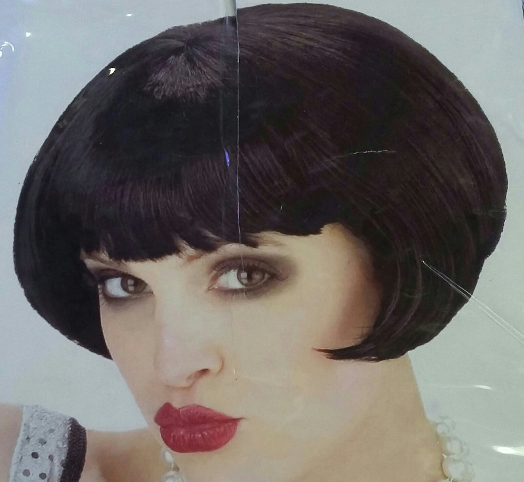 1920's Short Black Flapper Costume Wig with Bangs