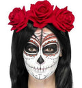 Day Of The Dead Headband with Roses Red Flower Halo
