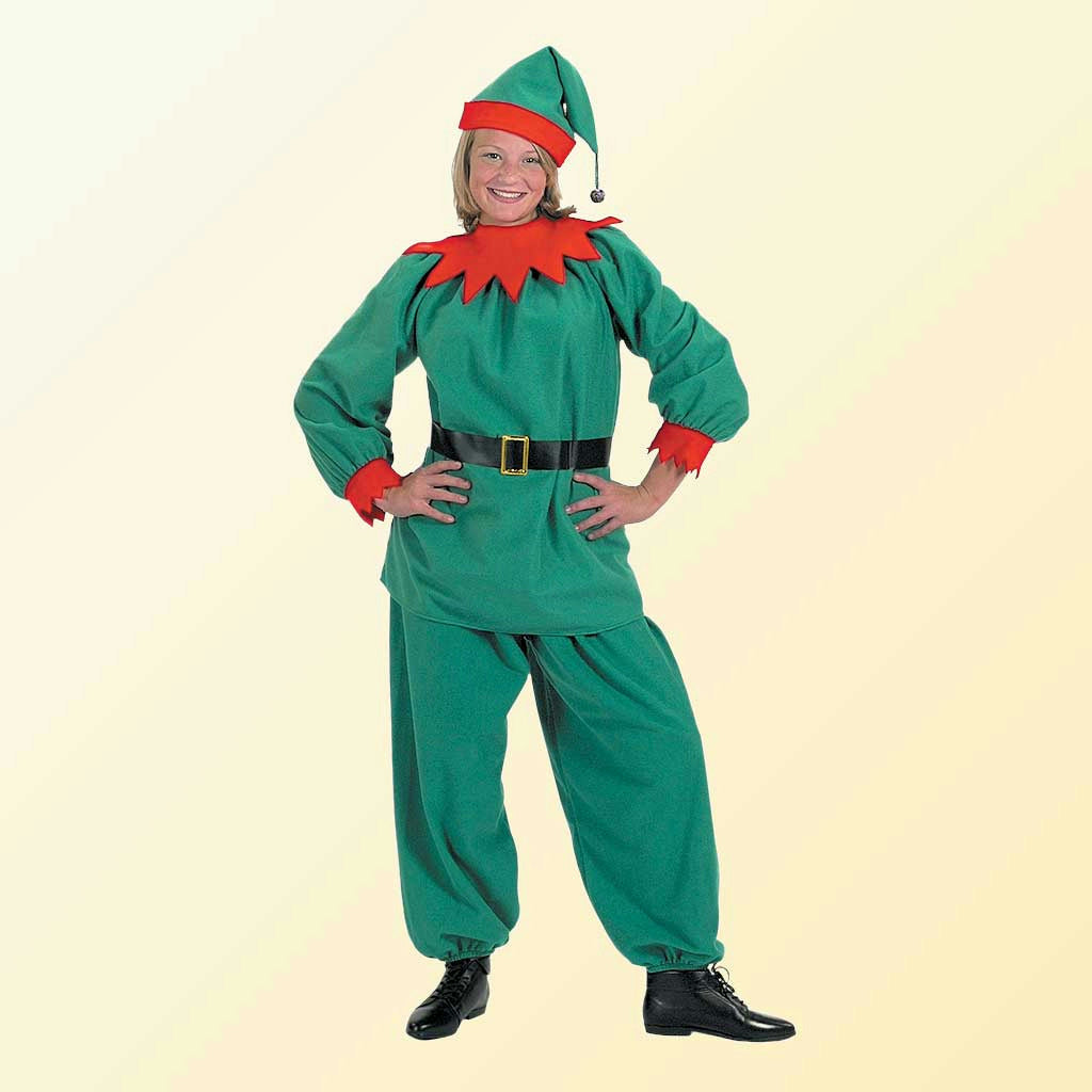 Halco Christmas Elf Velour Santa Helper Costume Suit Adult Medium Size 8-12