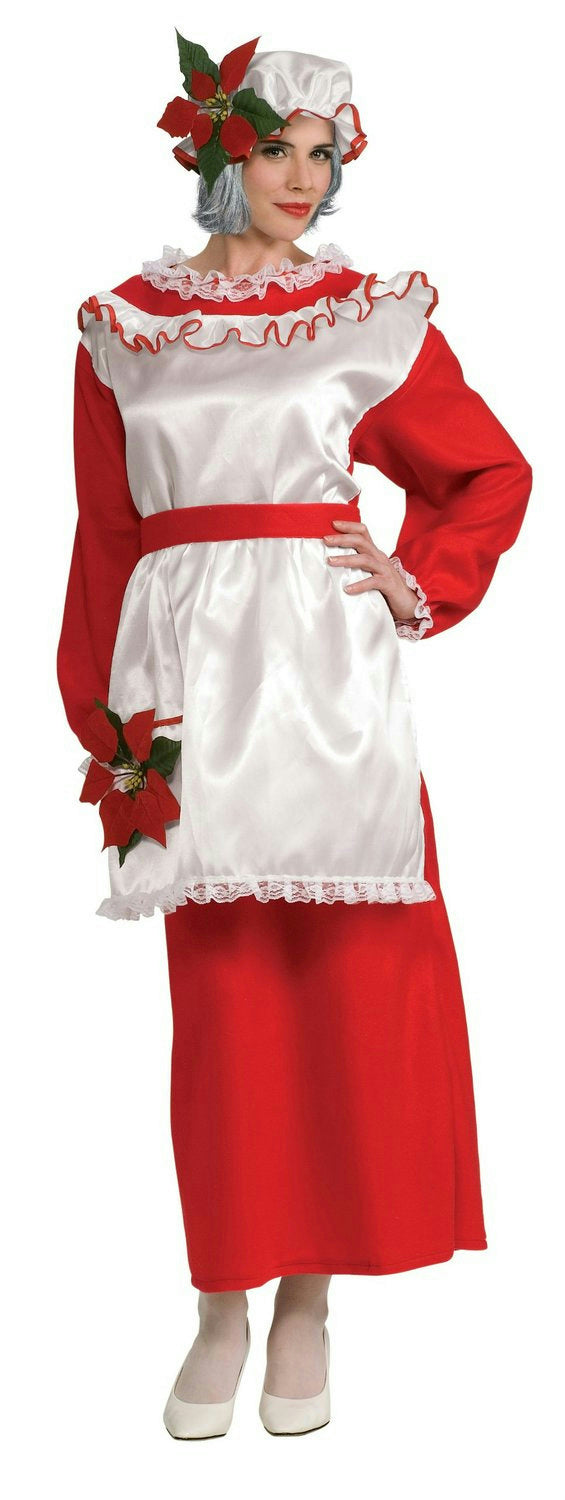 Mrs. Poinsettia Santa Claus Adult Christmas Costume Size Standard up to 12