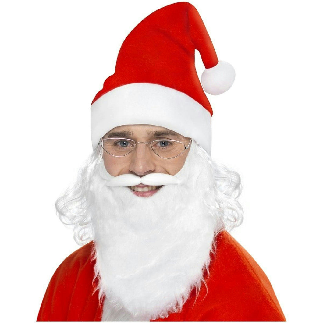 Santa Dress Up Kit Costume Accessory Hat Beard and Glasses Set