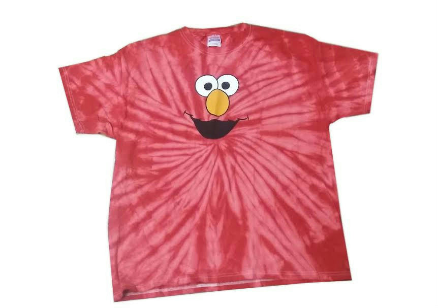 Red Elmo Face Tie Dye Tee Short Sleeve Shirt Medium Unisex Adult