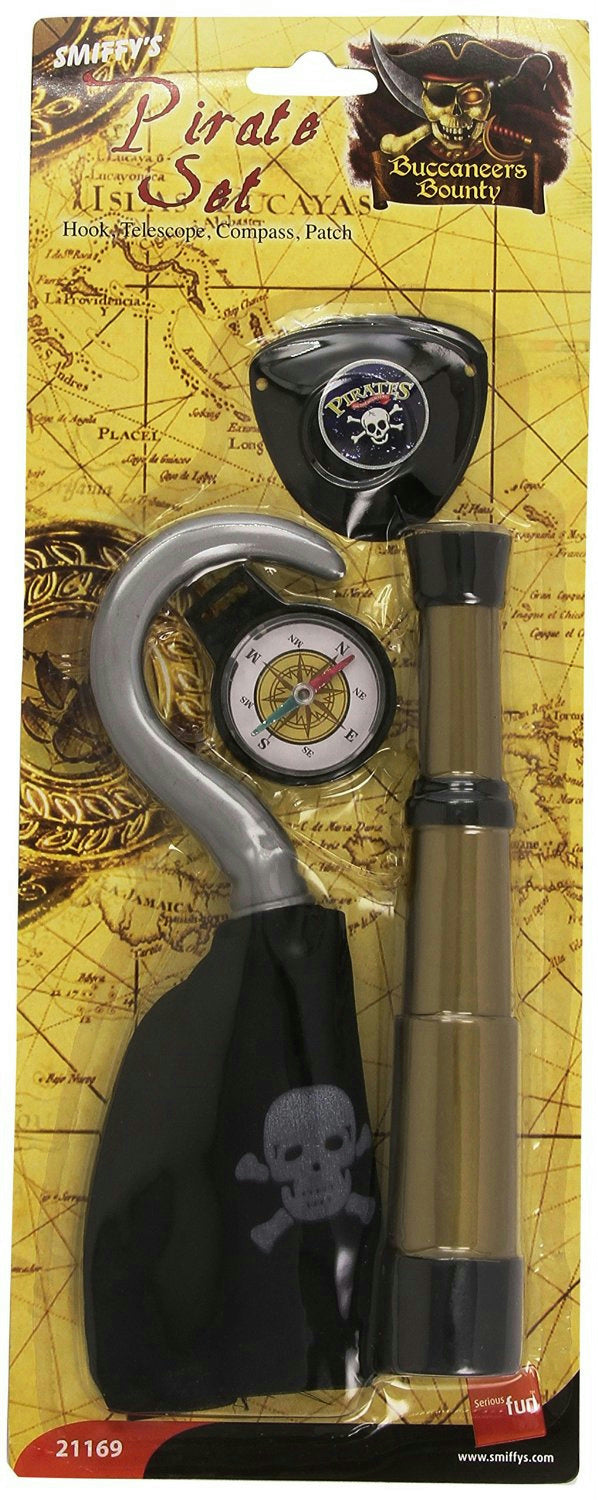 Pirate Costume Accessory Set Hook Compass Telescope Eyepatch