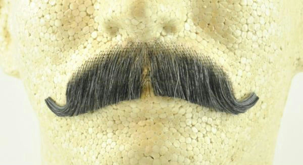 Dark Grey 100% Human Hair European Character Elegant Handlebar Mustache 2012