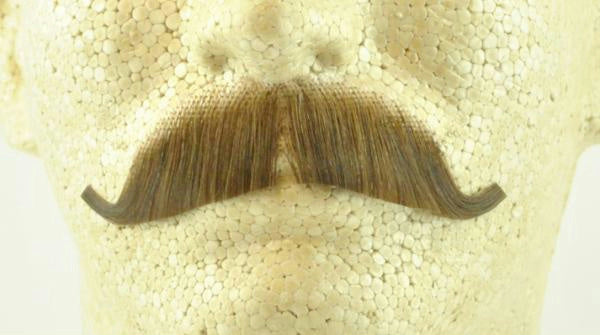 Light Brown 100% Human Hair European Character Elegant Handlebar Mustache 2012