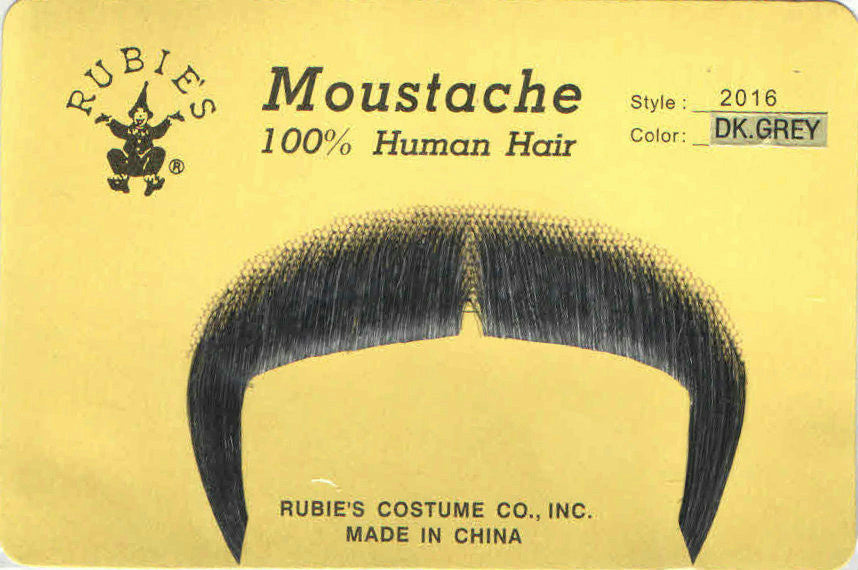 Dark Grey 100% Human Hair Zapata Fu Manchu Mustache 2016
