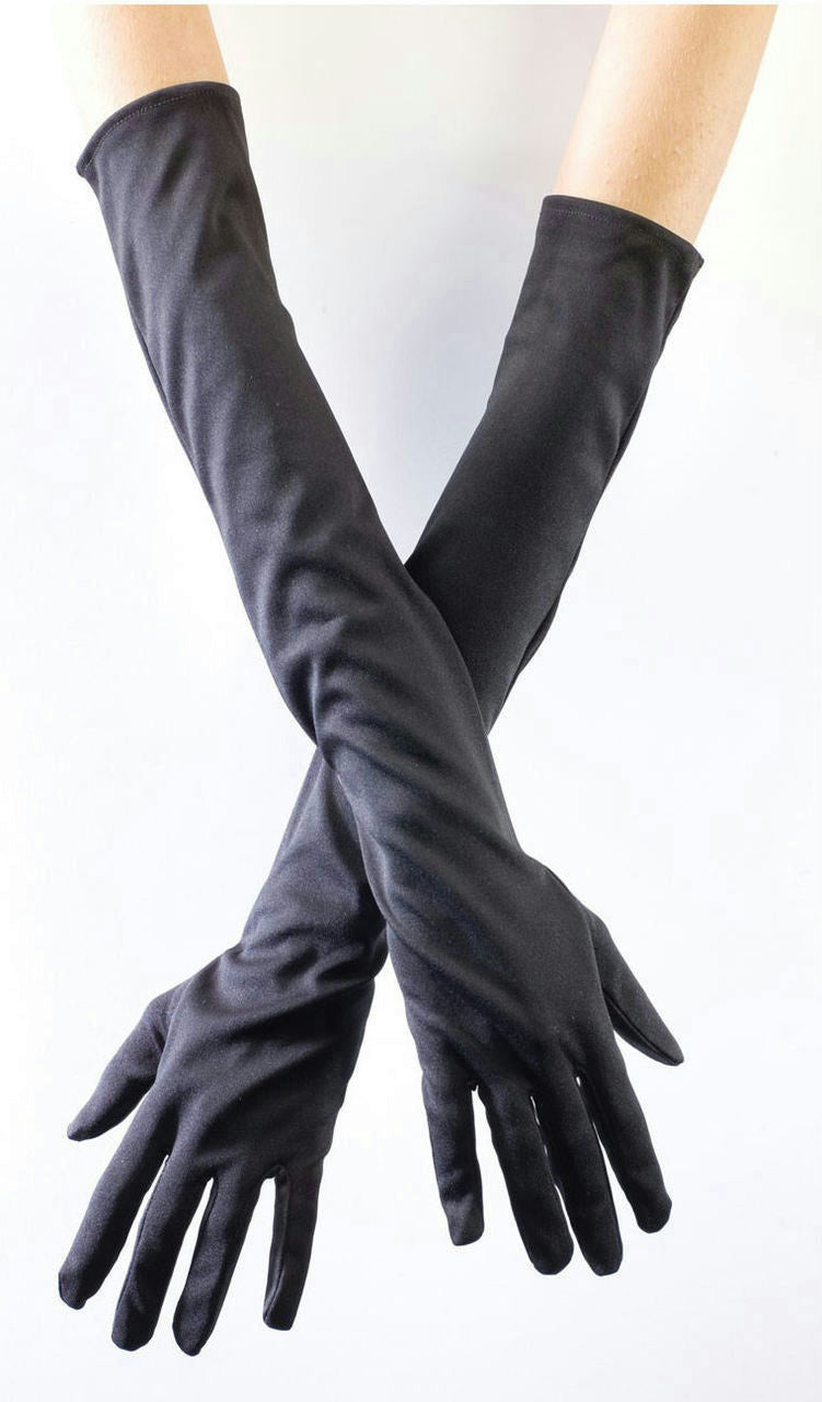 20.5" Long Black Opera Elbow Length Gloves