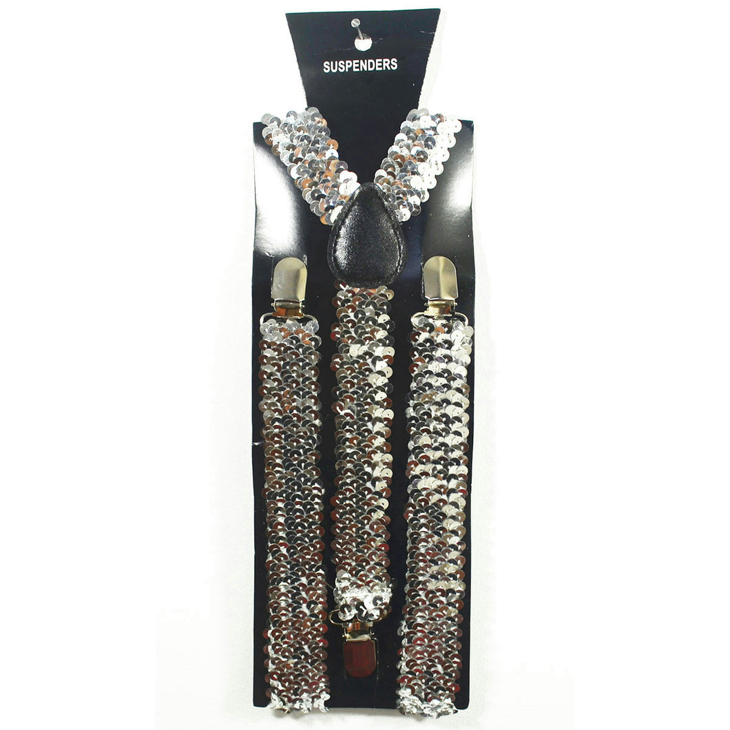 Silver Sequin Suspenders