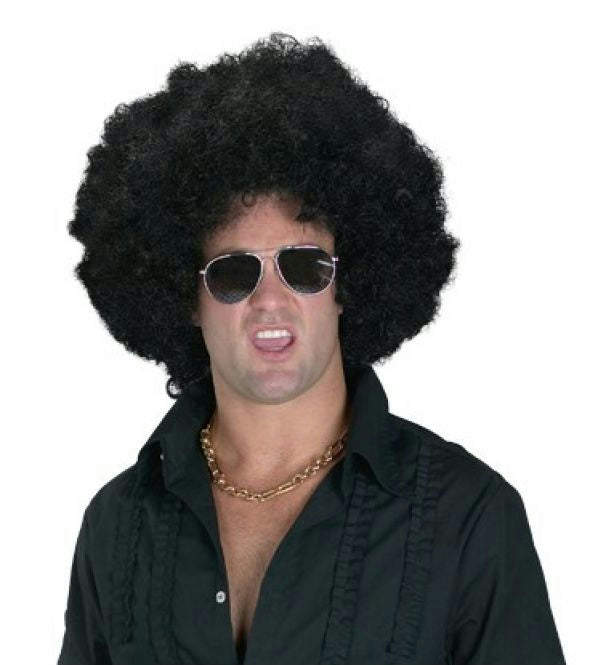 Economy High Afro Wig with Purple Pick