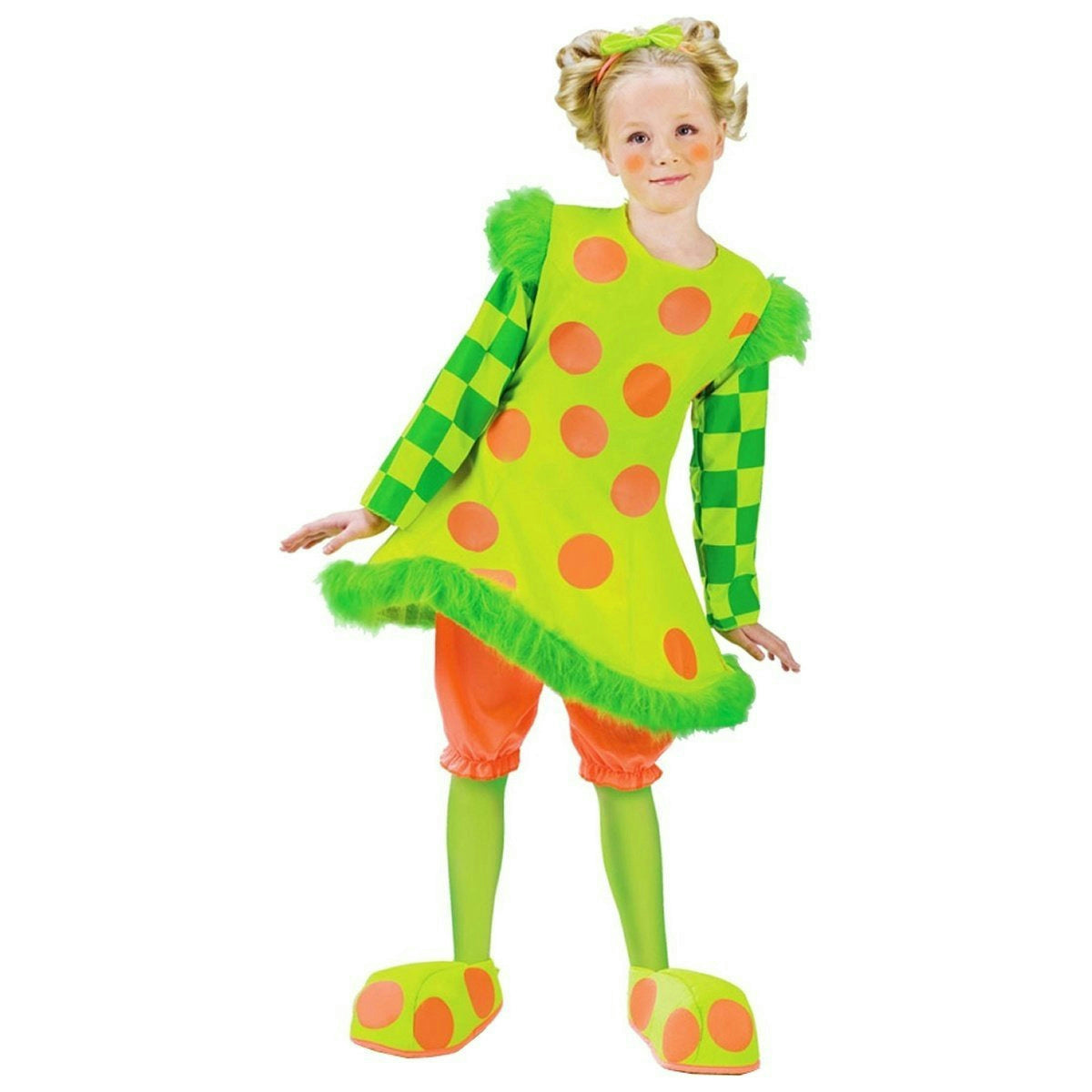 Lolli the Girls Clown Child Costume Neon Polka Dot Hoop Size Small 4-6