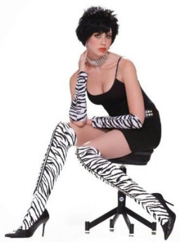 80's Zebra Zipper Leggings Above The Knee Accessory