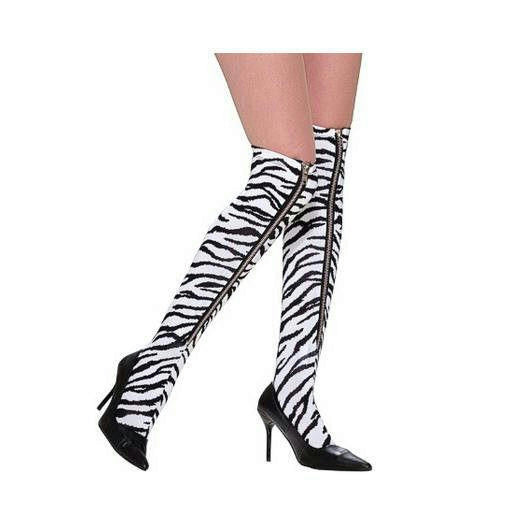 80's Zebra Zipper Leggings Above The Knee Accessory