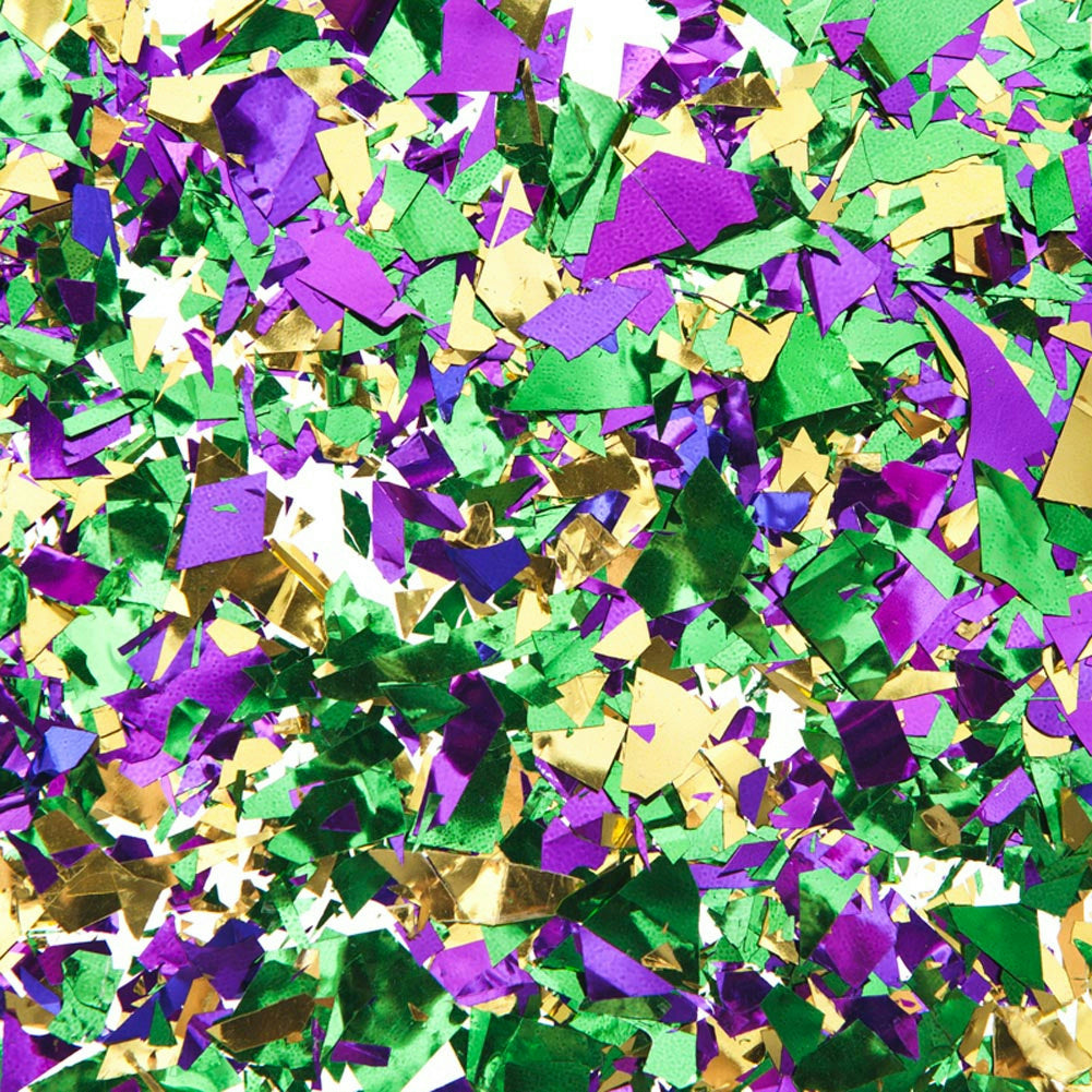 Festive Gold Green Purple Foil Mardi Gras Confetti