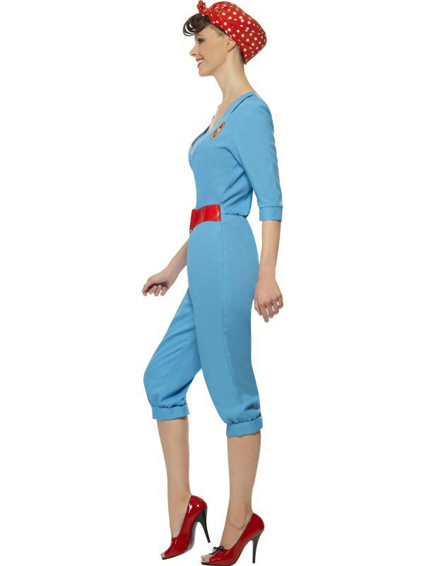 Smiffy's Women's 1940's Vintage Factory Girl Costume Jumpsuit Size Medium 10-12