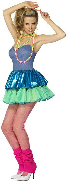 80's Disco Chick Party Ra Ra Dress Adult Costume Size Large