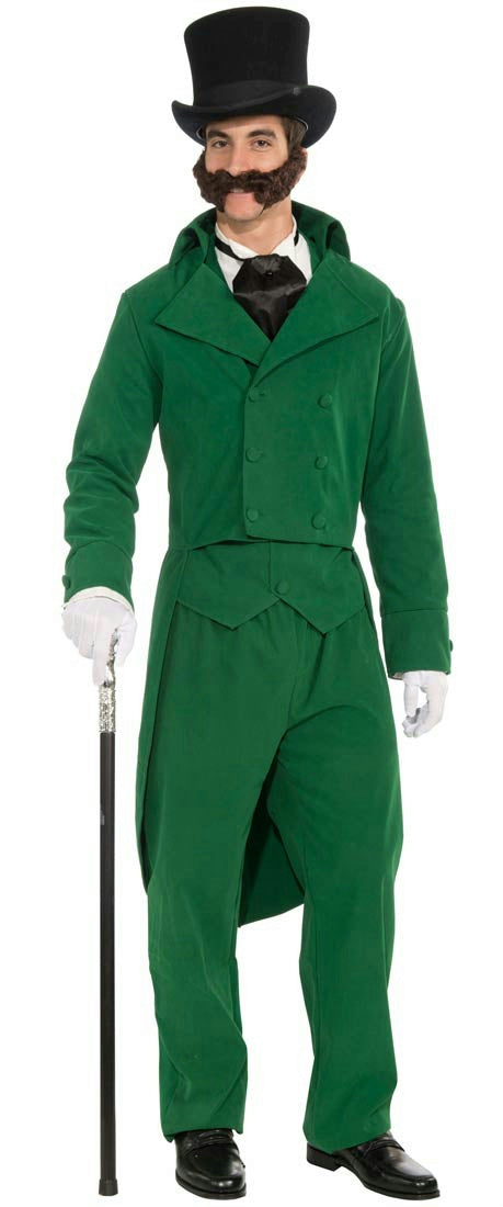 Caroling Gentleman Adult Christmas Caroler Green Suit Costume