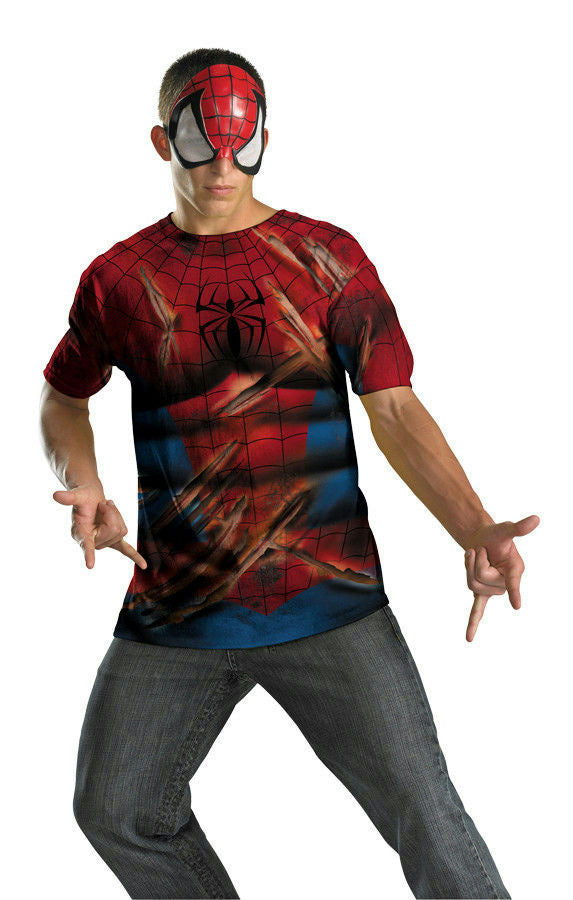Disguise Men's Spiderman Shirt and Mask Alternative Costume Kit XL 42-46