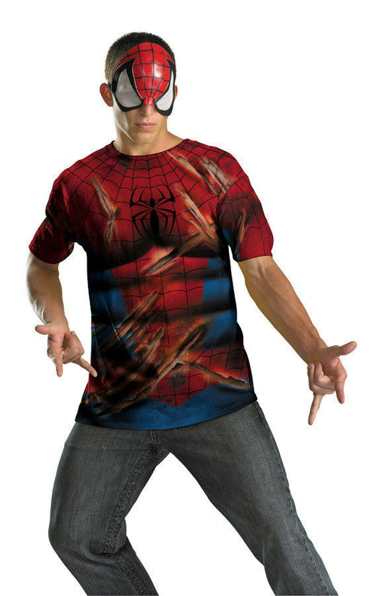Disguise Men's Spiderman Shirt and Mask Alternative Costume Kit XL 42-46