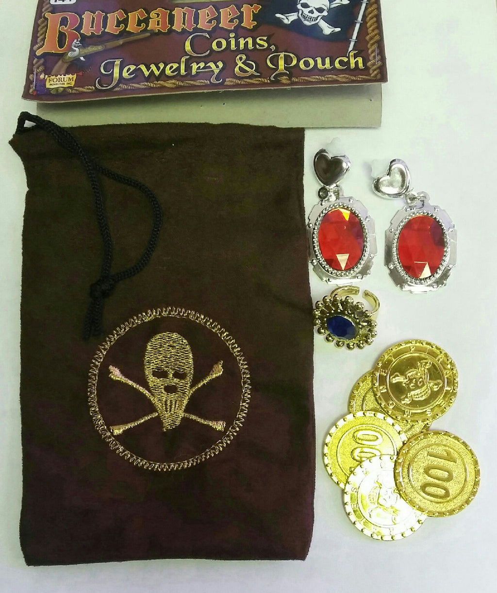 Buccaneer Coins Jewelry and Pouch Pirate Costume Accessory