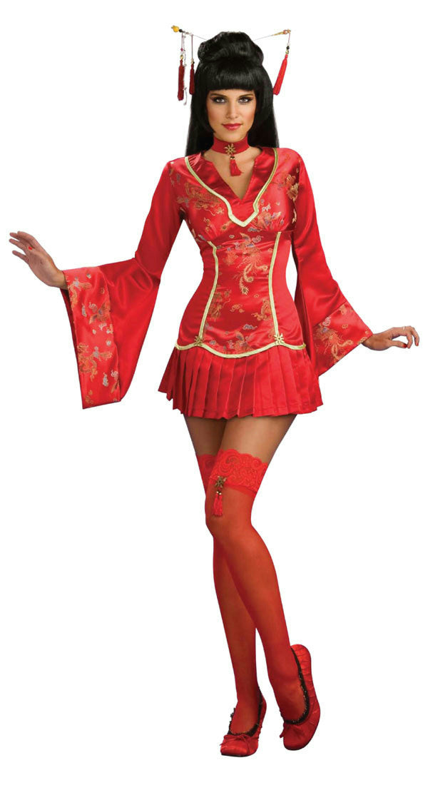 Secret Wishes Red Ginger Asian Oriental Geisha Sexy Adult Costume Size Small 2-6