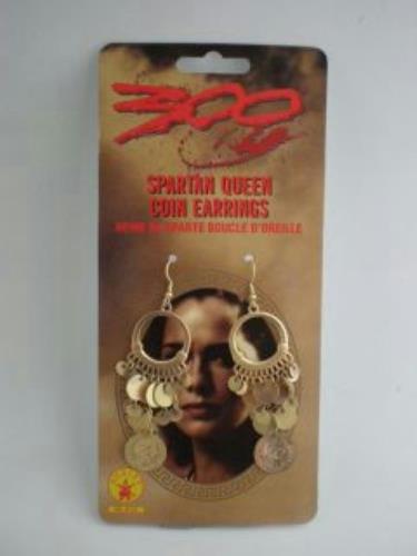 Rubies 300 Spartan Queen Grecian Goddess Coin Earrings Costume Jewelry Accessory