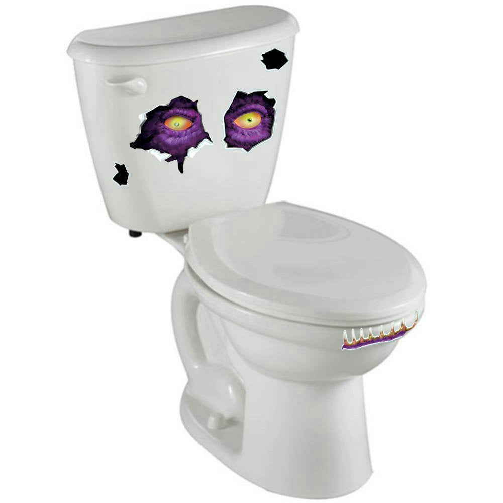 Creepy Toilet Tank Cling Crapper Creature Peel 'N Place Decal Set