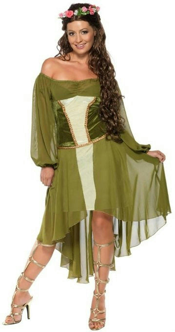 Tales of Old England Fair Maiden Sexy Dress and Flower Halo Costume Medium 10-12